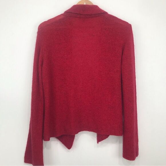 Eileen Fisher Red Mohair Cashmere Wool Blend Open Front Cardigan Sweater - Picture 6 of 15